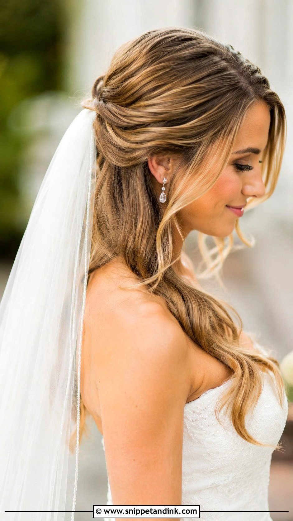 Half Up Half Down With Veil - Snippet and Ink - 30 Half-Up Half-Down Bride Hairstyles