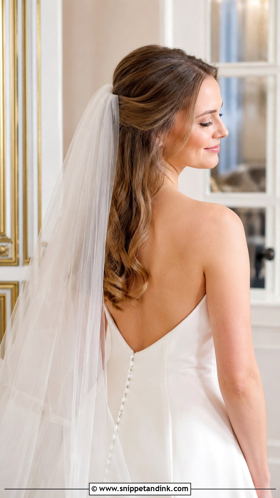Half Up Half Down With Veil - Snippet and Ink - 35 Bridal Half-Up Half-Down Hair Ideas