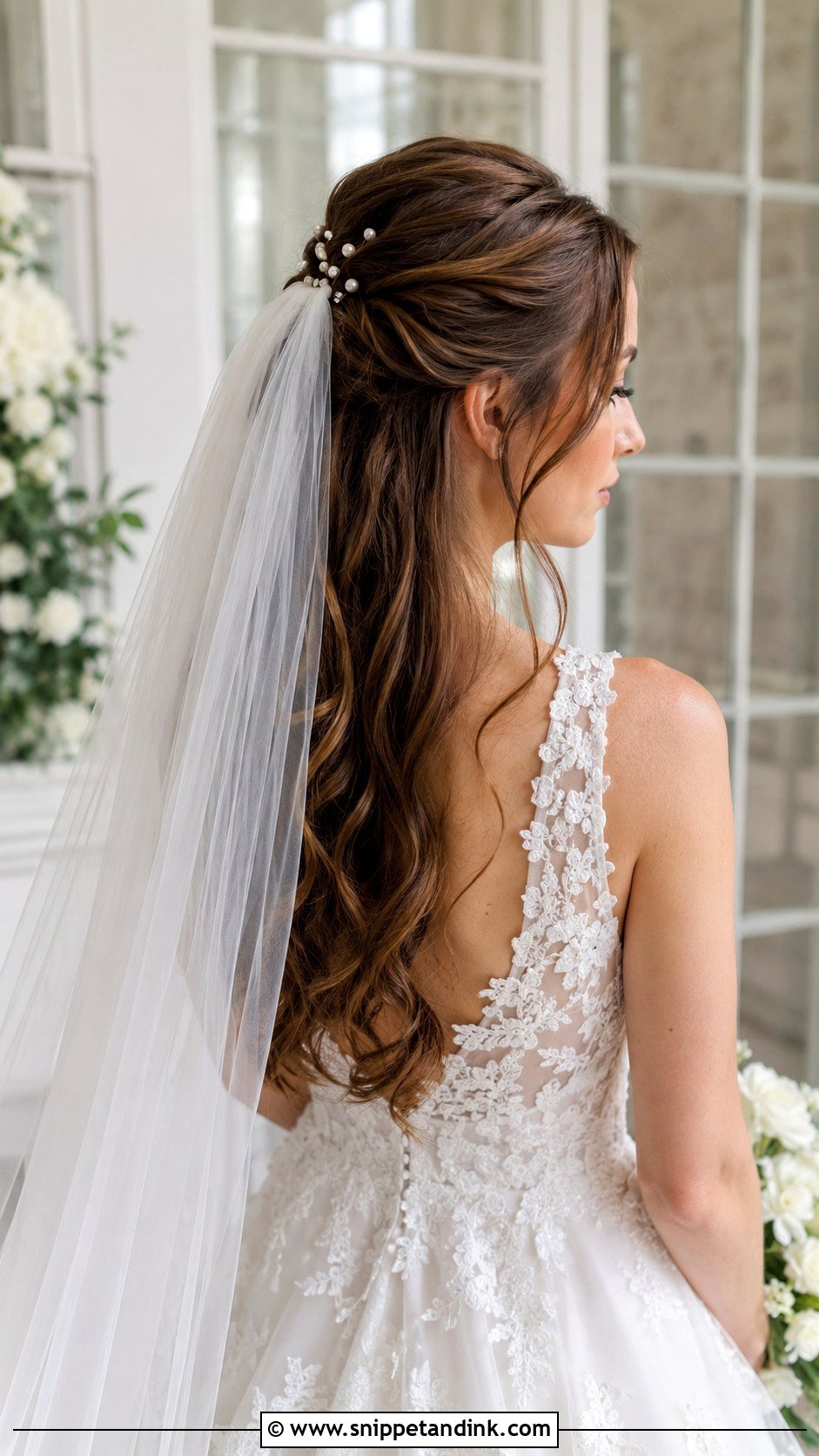 Half Up Half Down With Veil - Snippet and Ink - 35 Half-Up Half-Down Wedding Hairstyles