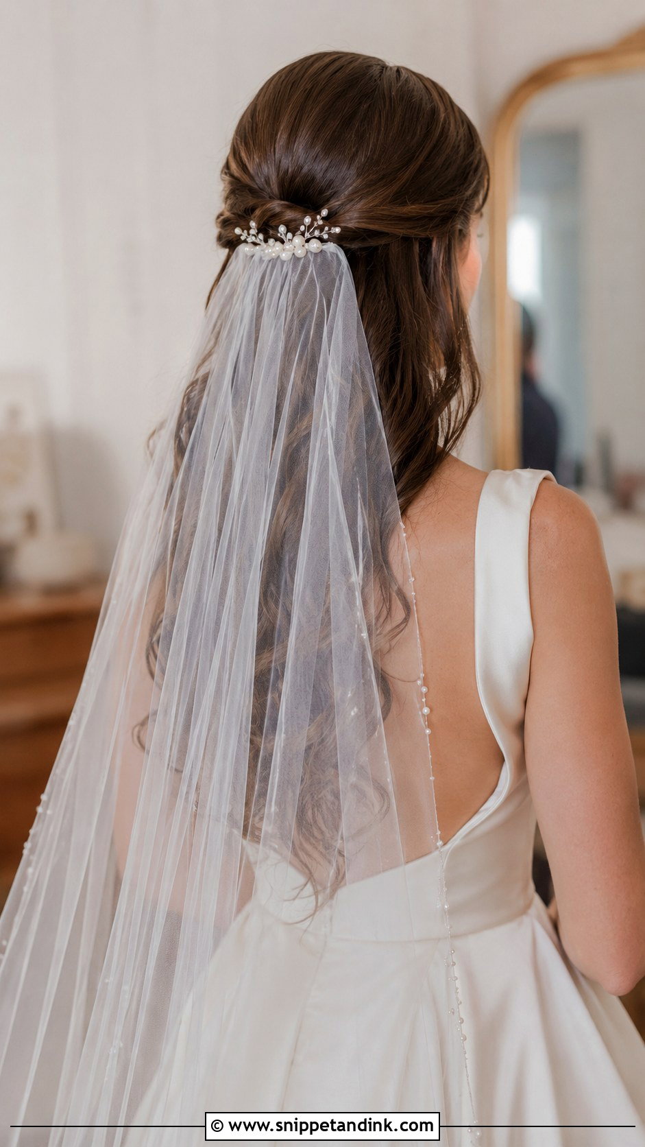 Half Up Half Down With Veil - Snippet and Ink - 20 Half-Up Half-Down Wedding Hair Inspo Ideas