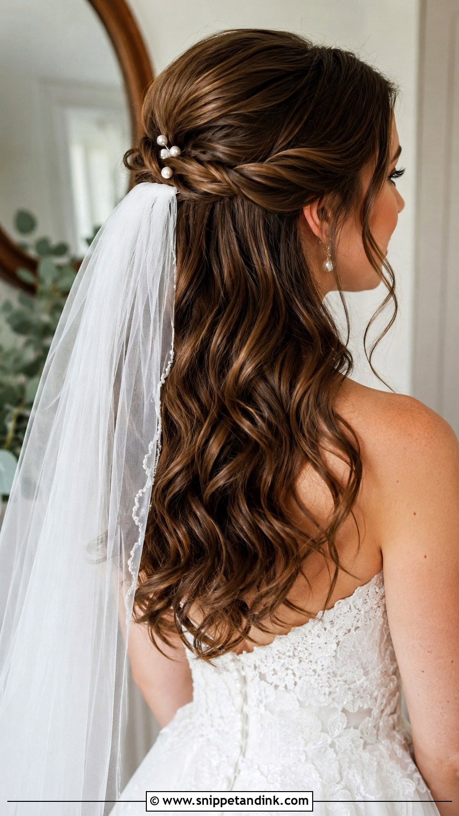 Half Up Half Down With Veil - Snippet and Ink - 20 Half-Up Half-Down Wedding Hair Styles