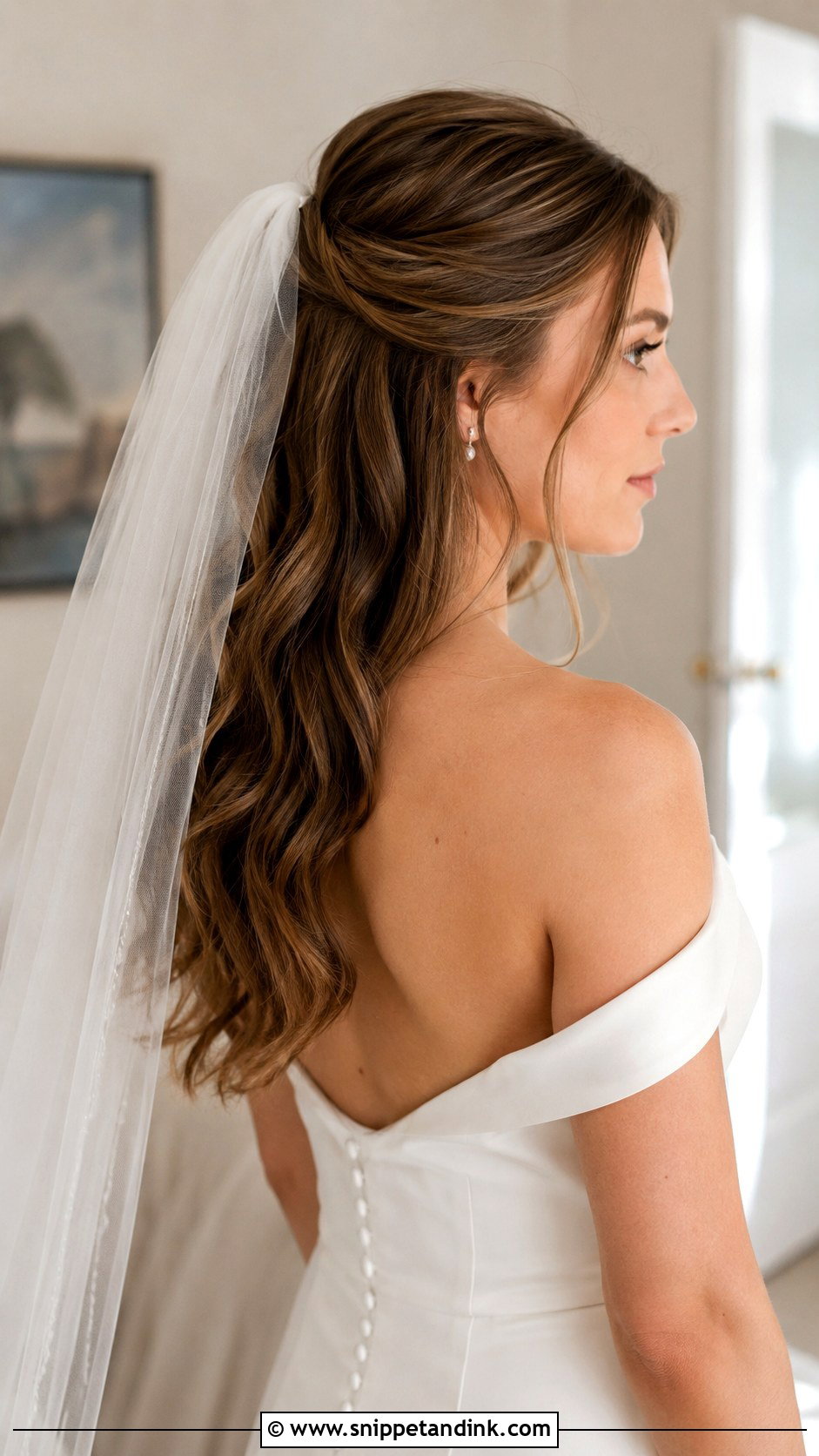 Half Up Half Down With Veil - Snippet and Ink - 20 Bride Half-Up Half-Down Ideas