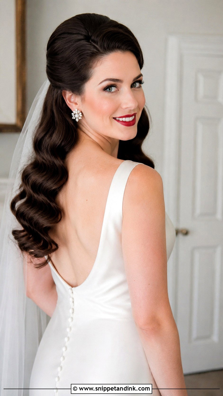 Half Up Half Down With Vintage Curls - Snippet and Ink - 35 Bridal Half-Up Half-Down Hair Ideas