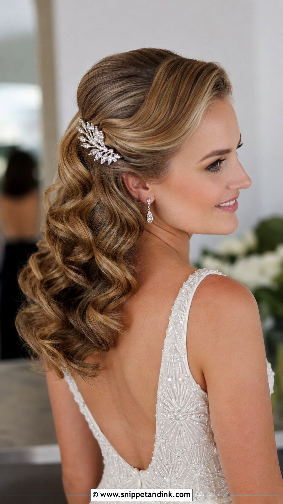 Half Up Half Down With Vintage Waves - Snippet and Ink - 30 Short Half-Up Half-Down Wedding Hair Ideas