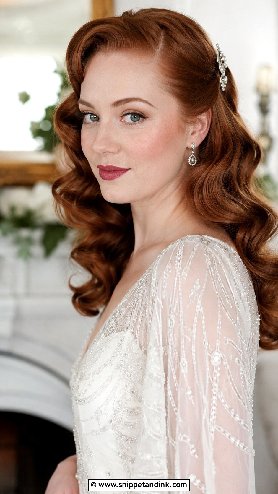 Half Up Half Down With Vintage Waves - Snippet and Ink - 25 Half-Up Half-Down Bride Hair Ideas