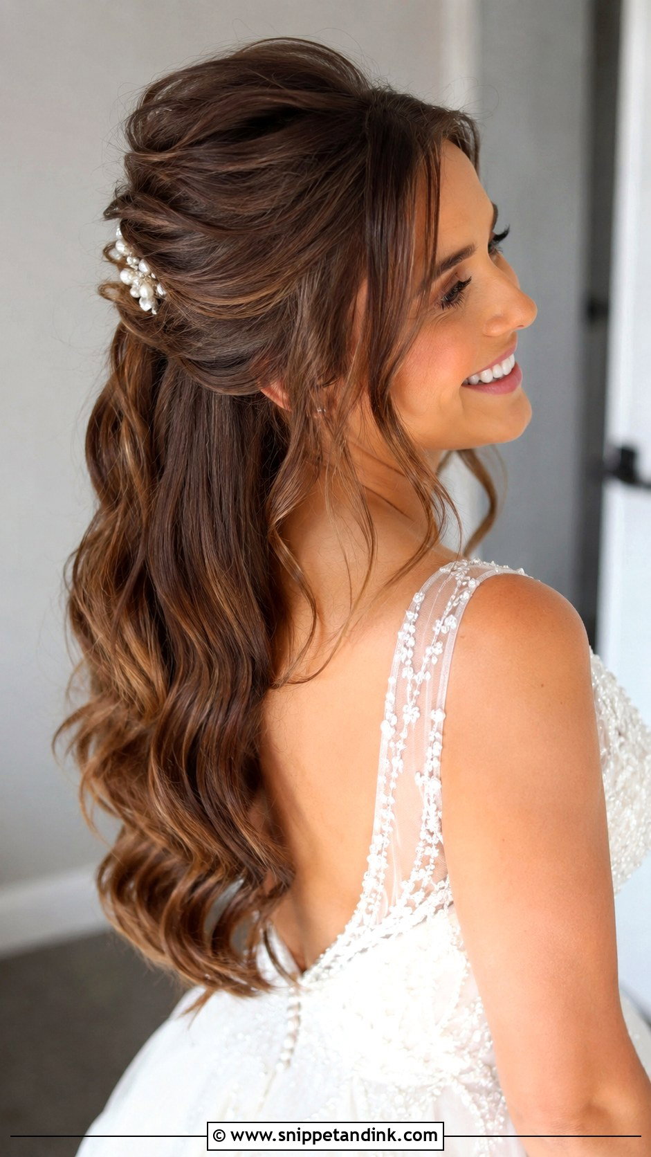 Half Up Half Down With Volume Crown - Snippet and Ink - 25 Elegant Half-Up Half-Down Wedding Hairstyles