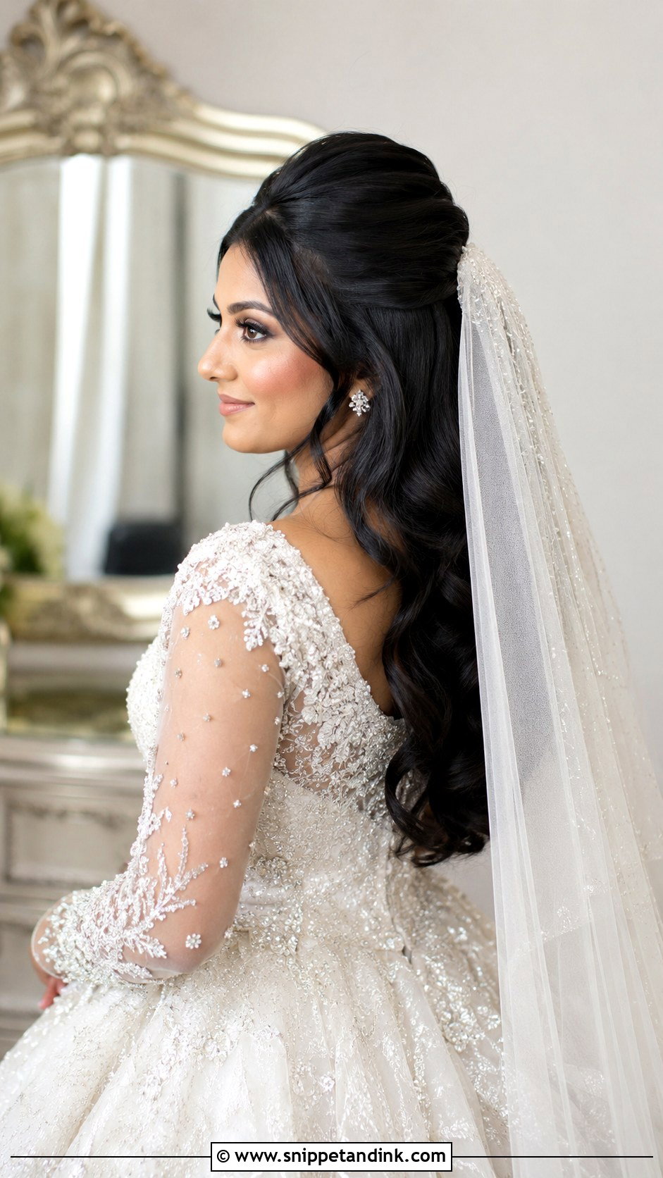 Half Up Half Down With Volume and Veil - Snippet and Ink - 35 Half-Up Half-Down Wedding Hair Ideas