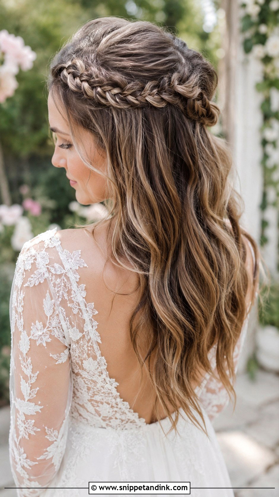 Half Up Half Down With Waterfall Braid - Snippet and Ink - 35 Half-Up Half-Down Wedding Hair Ideas