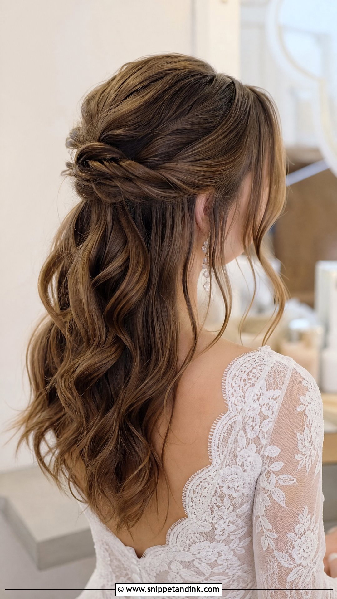 Half Up Half Down With Waves - Snippet and Ink - 20 Wedding Haircut Ideas