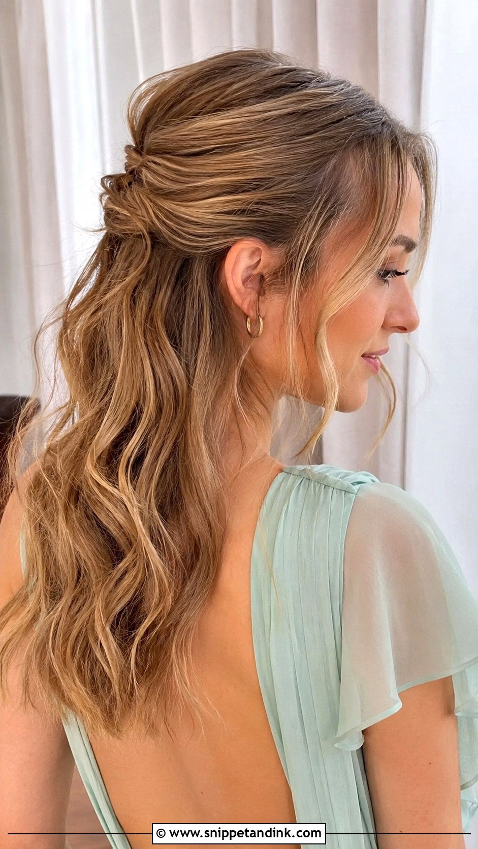 Half Up Half Down With Waves - Snippet and Ink - 25 Hairstyles for a Wedding Guest