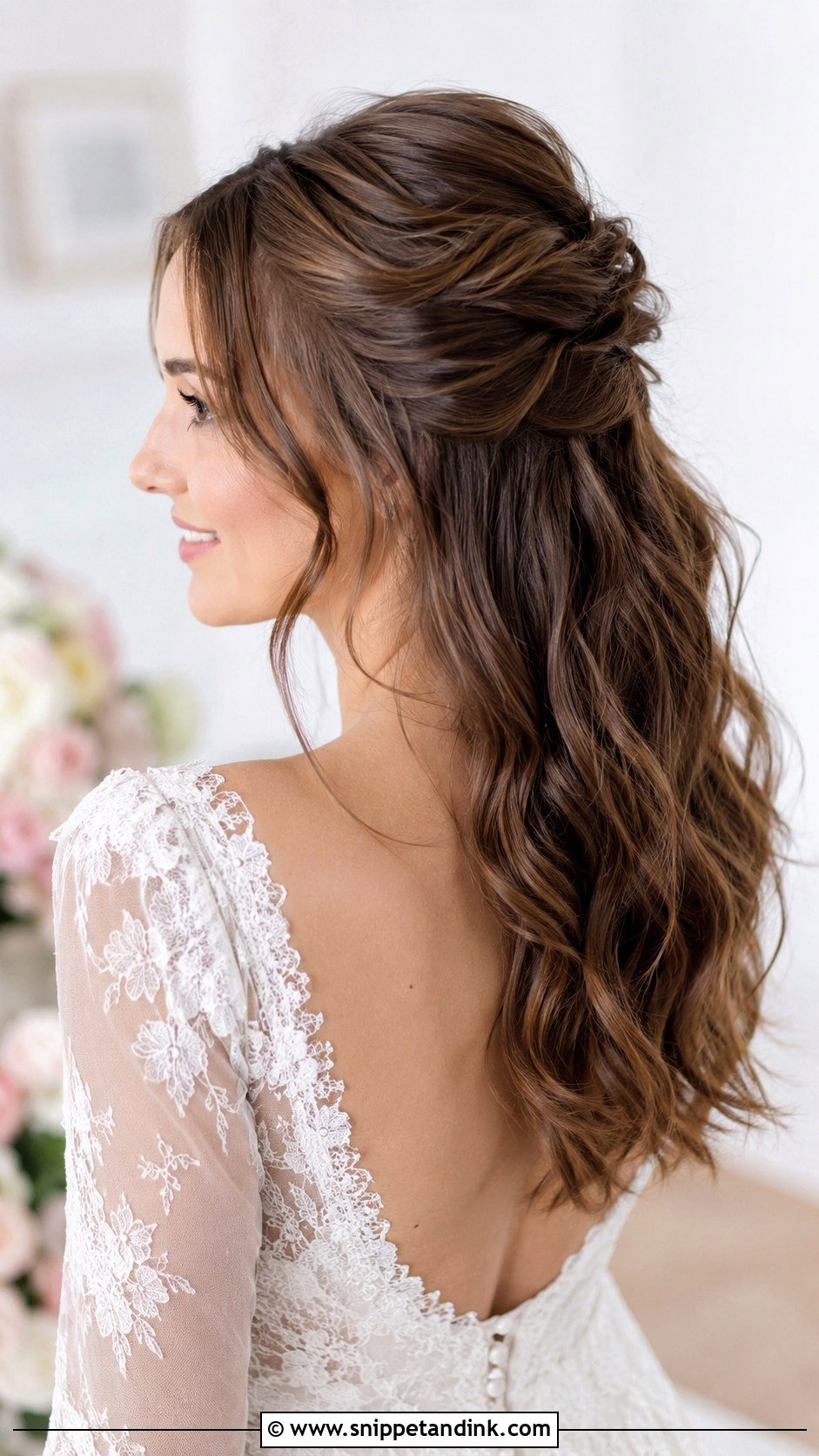 Half Up Half Down With Waves - Snippet and Ink - 30 Wedding Hair Do Ideas