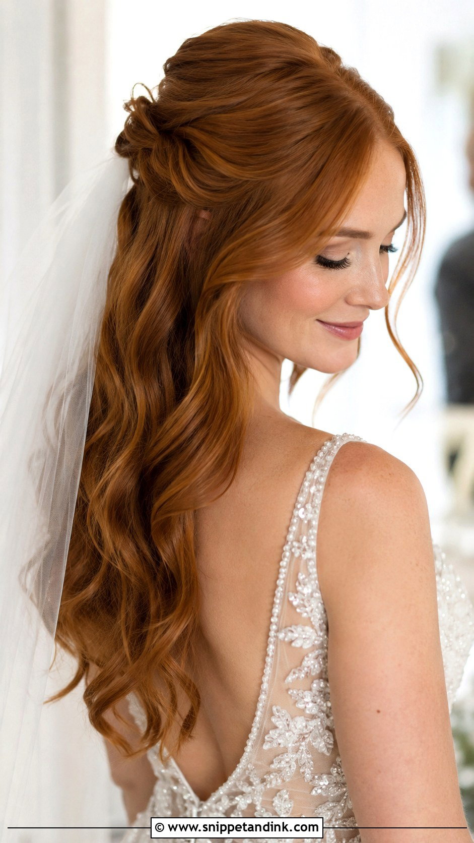 Half Up Half Down With Waves - Snippet and Ink - 30 Wedding Hair Ideas