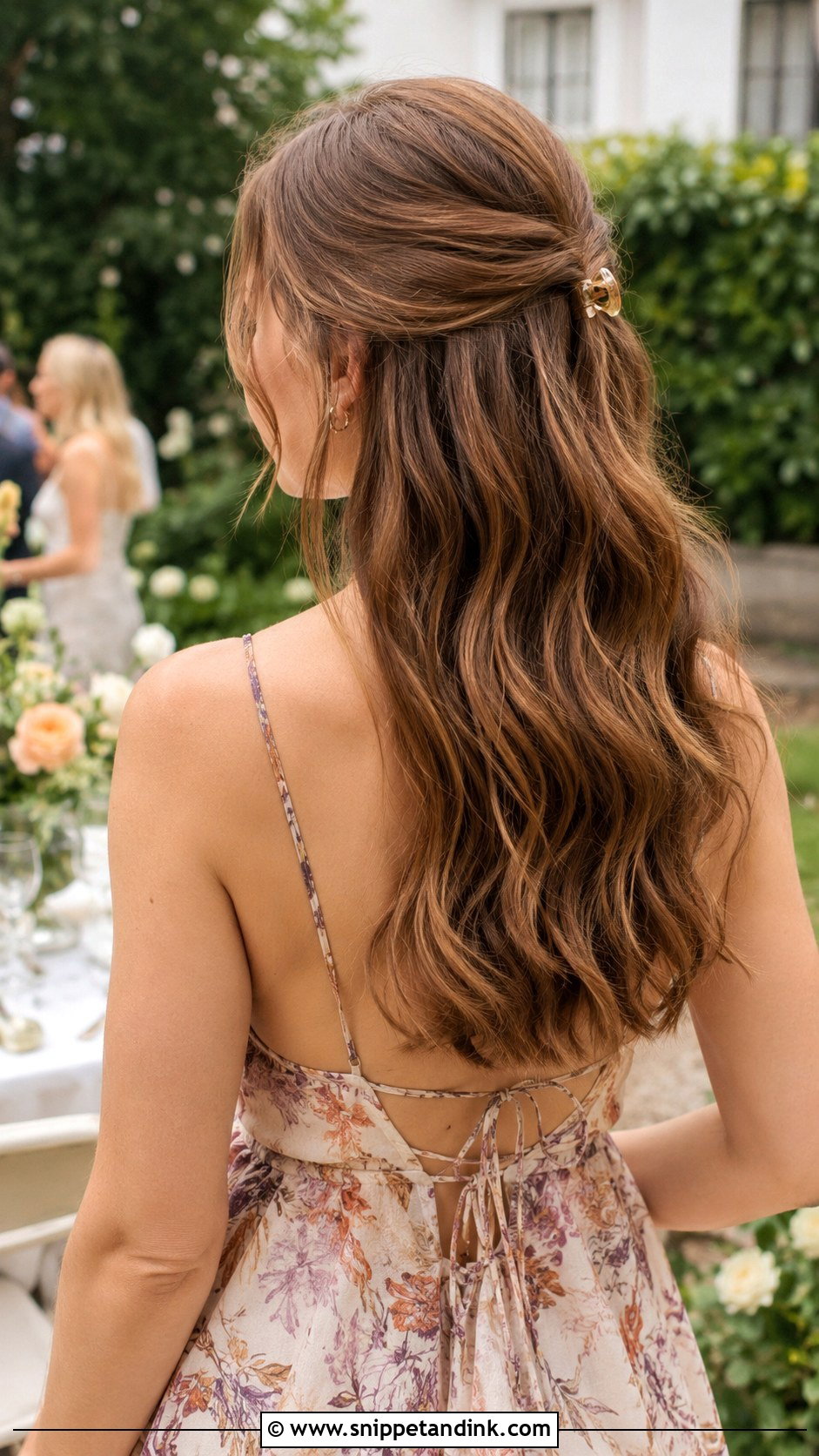 Half Up Half Down With Waves - Snippet and Ink - 20 Hairstyle for a Wedding Guest Ideas
