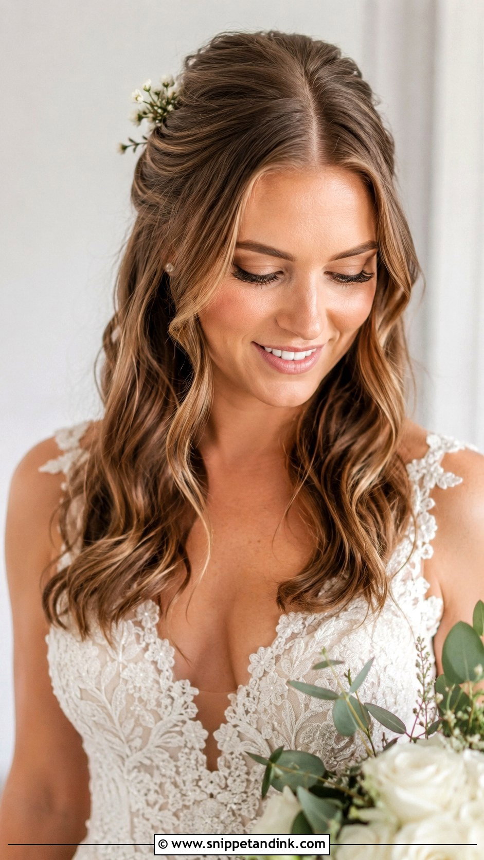 Half Up Half Down With Waves - Snippet and Ink - 20 Kim K Wedding Hair Ideas