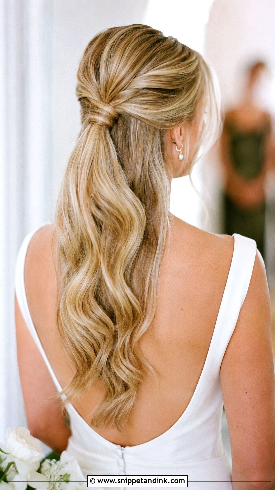 Half Up Half Down With Wrapped Ponytail - Snippet and Ink - 30 Short Half-Up Half-Down Wedding Hair Ideas
