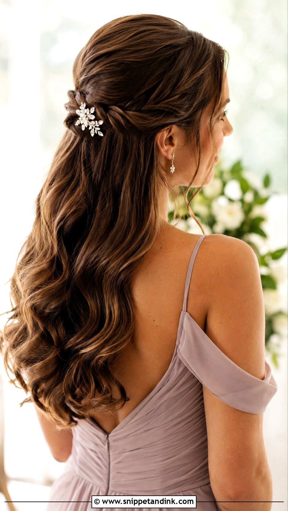 Half Up Half Down for Long Hair Wedding Guest - Snippet and Ink - 20 Hair Styles for Long Hair Wedding Guest