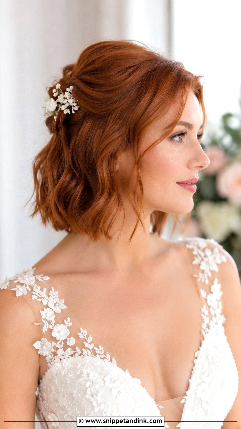 Half Up Half Down for Short Hair - Snippet and Ink - 30 Half-Up Half-Down Bride Hairstyles