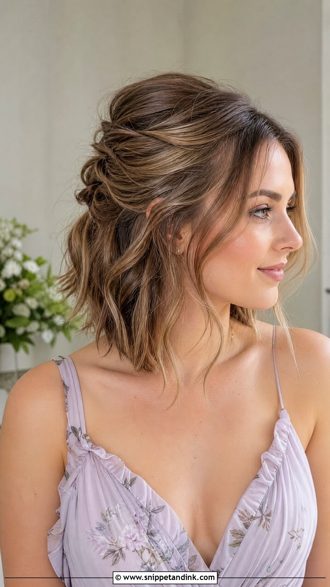 Half Up Half Down for Short Hair - Snippet and Ink - 20 Easy Wedding Guest Hairstyles Short Hair