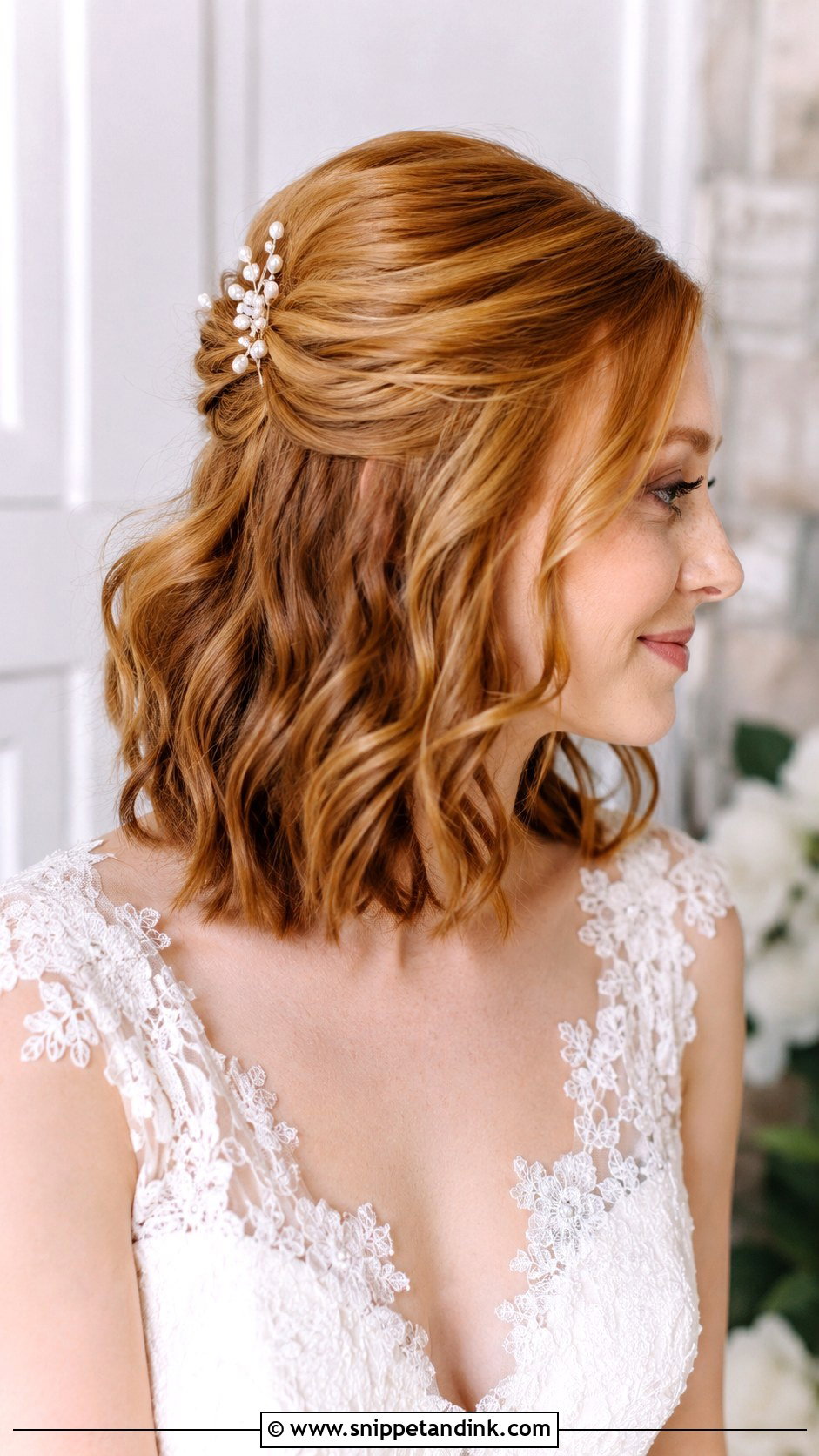 Half Up Half Down for Short Hair - Snippet and Ink - 20 Short Hair Up Dos for Wedding