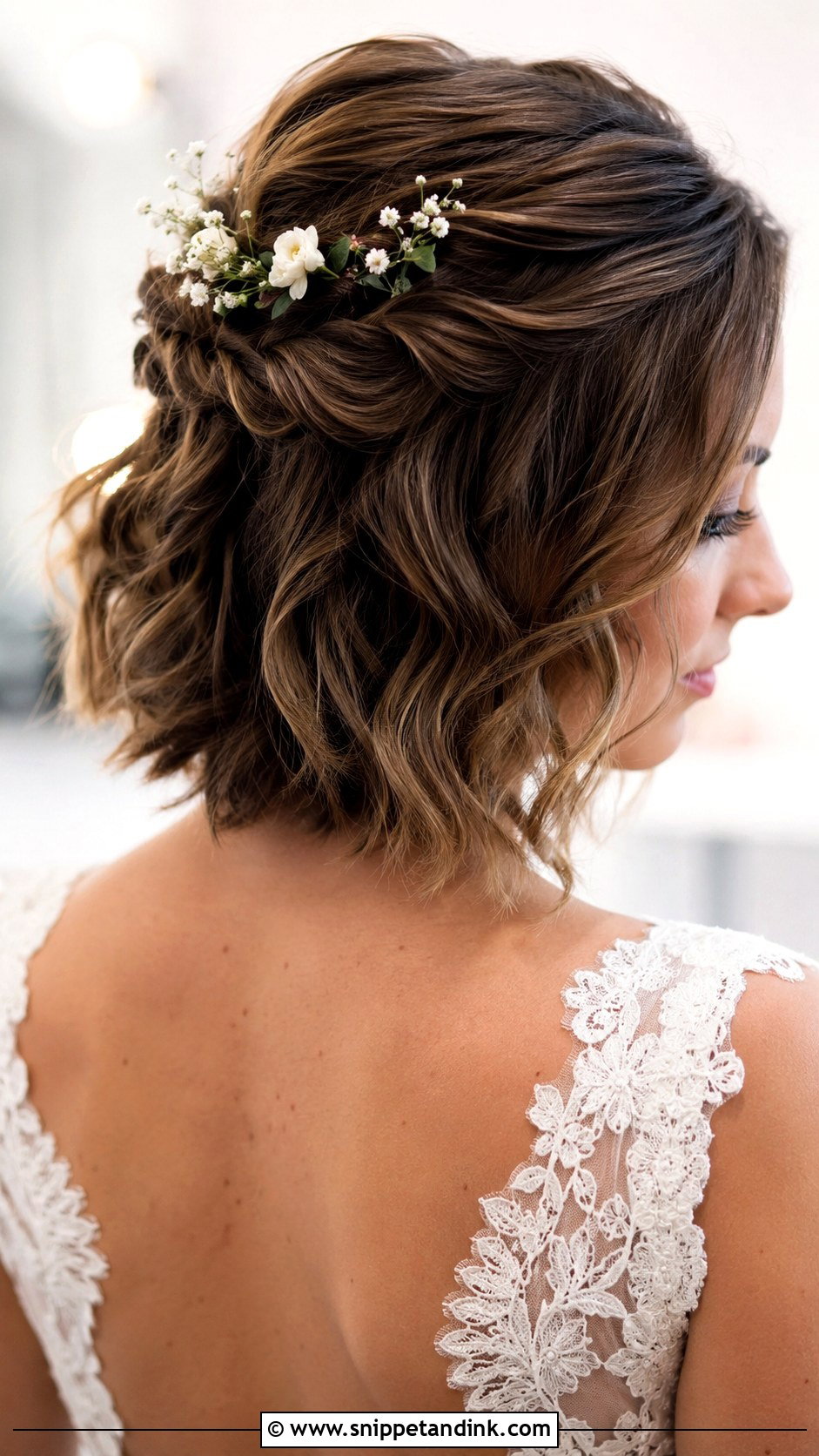 Half Up Half Down for Short Hair - Snippet and Ink - 25 Hair Styles for Short Hair for Weddings
