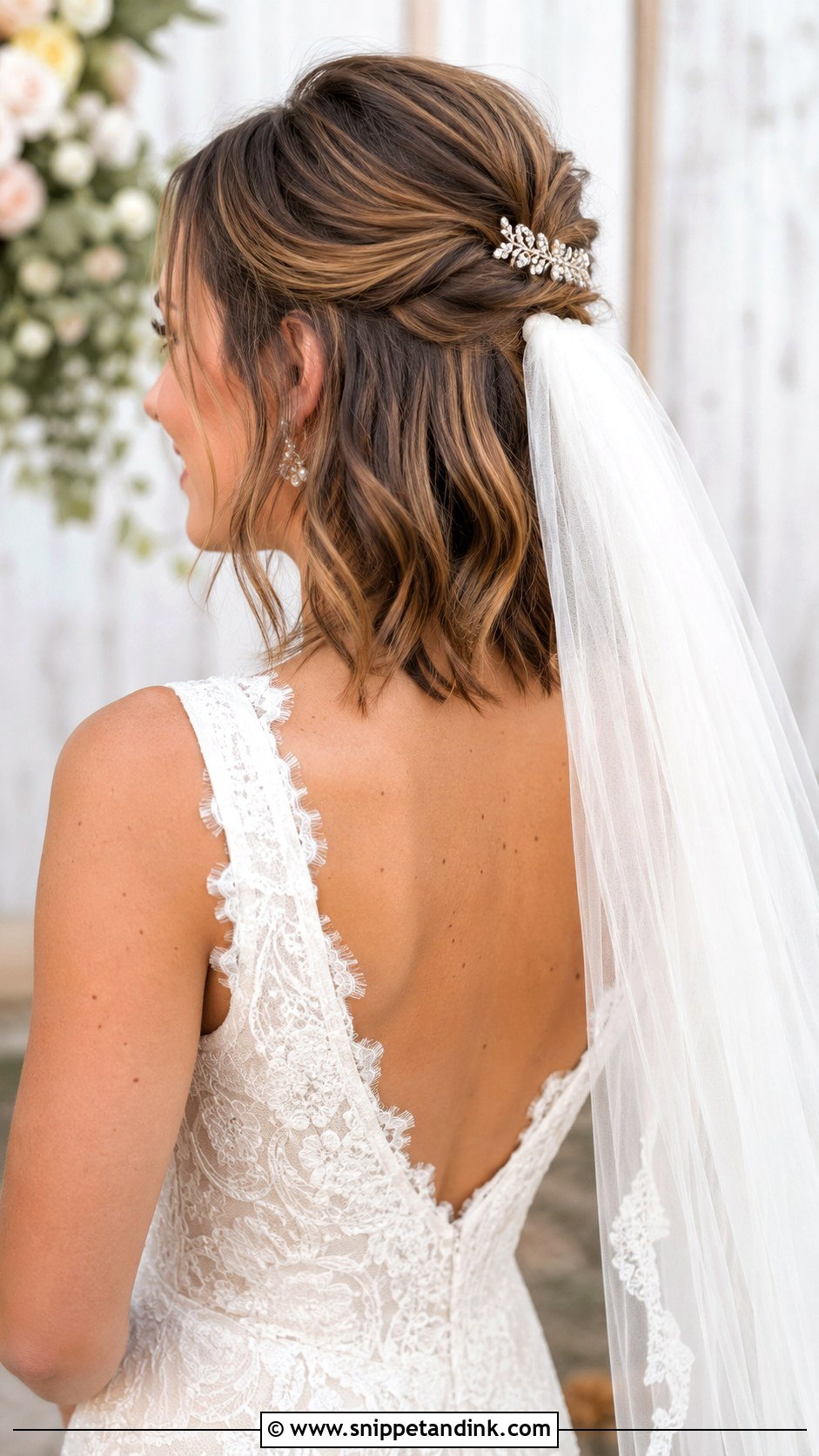 Half Up Half Down for Short Hair - Snippet and Ink - 25 Short Hair for Wedding Ideas