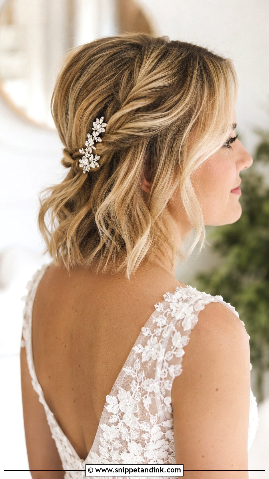 Half Up Half Down for Short Hair - Snippet and Ink - 20 Bridal Hairstyle for Short Hair Ideas