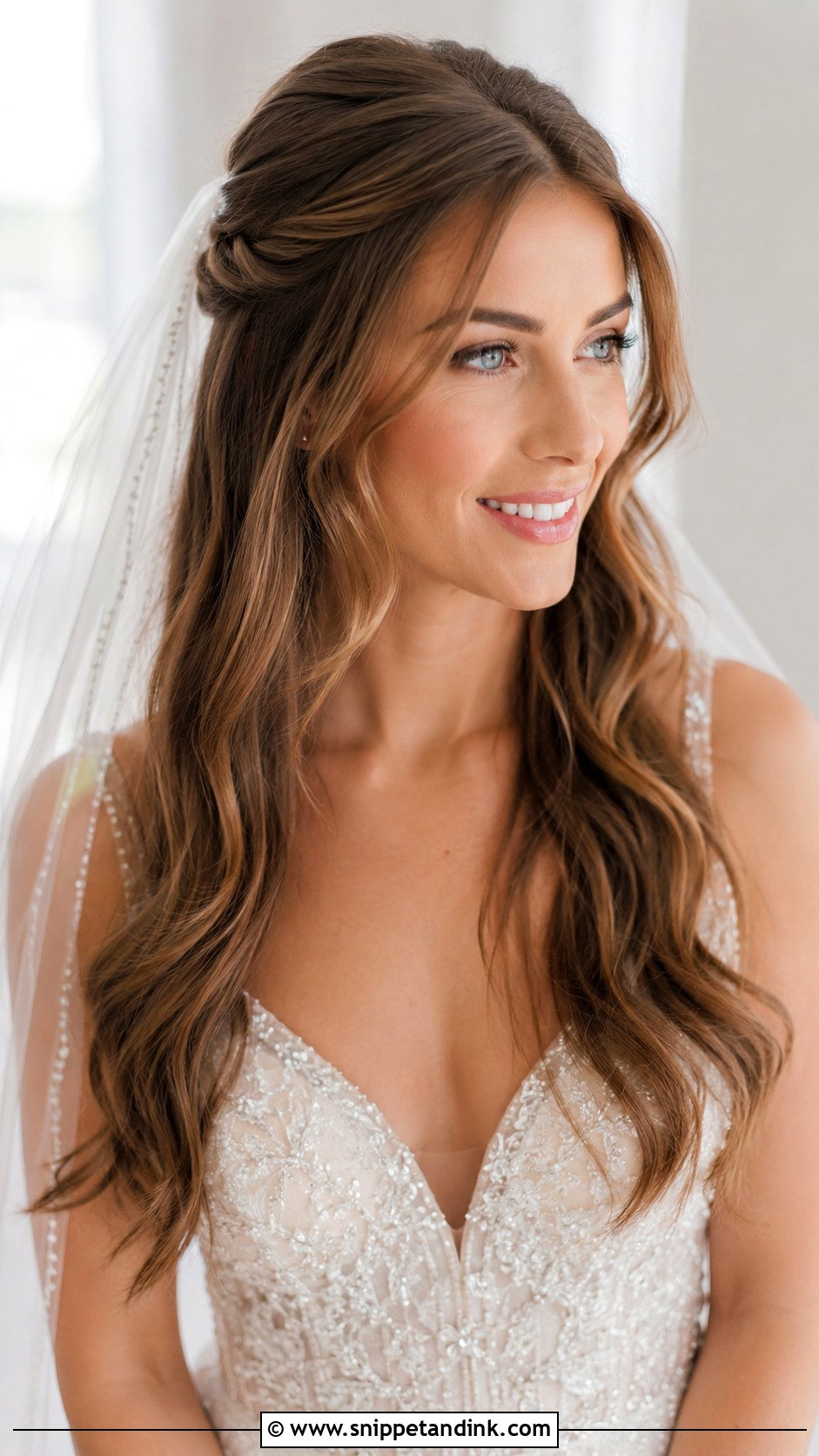 Half Up Half Down with Cathedral Veil - Snippet and Ink - 25 Cathedral Veil with Hair Down Ideas