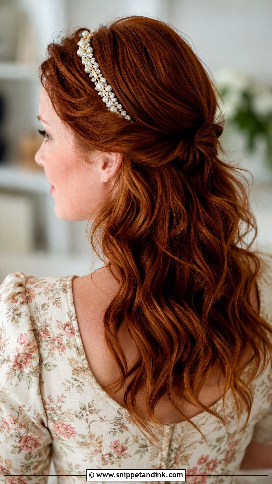 Half Up Half Down with Headband - Snippet and Ink - 20 Easy Half-Up Half-Down Hair Wedding Guest Hairstyle Ideas