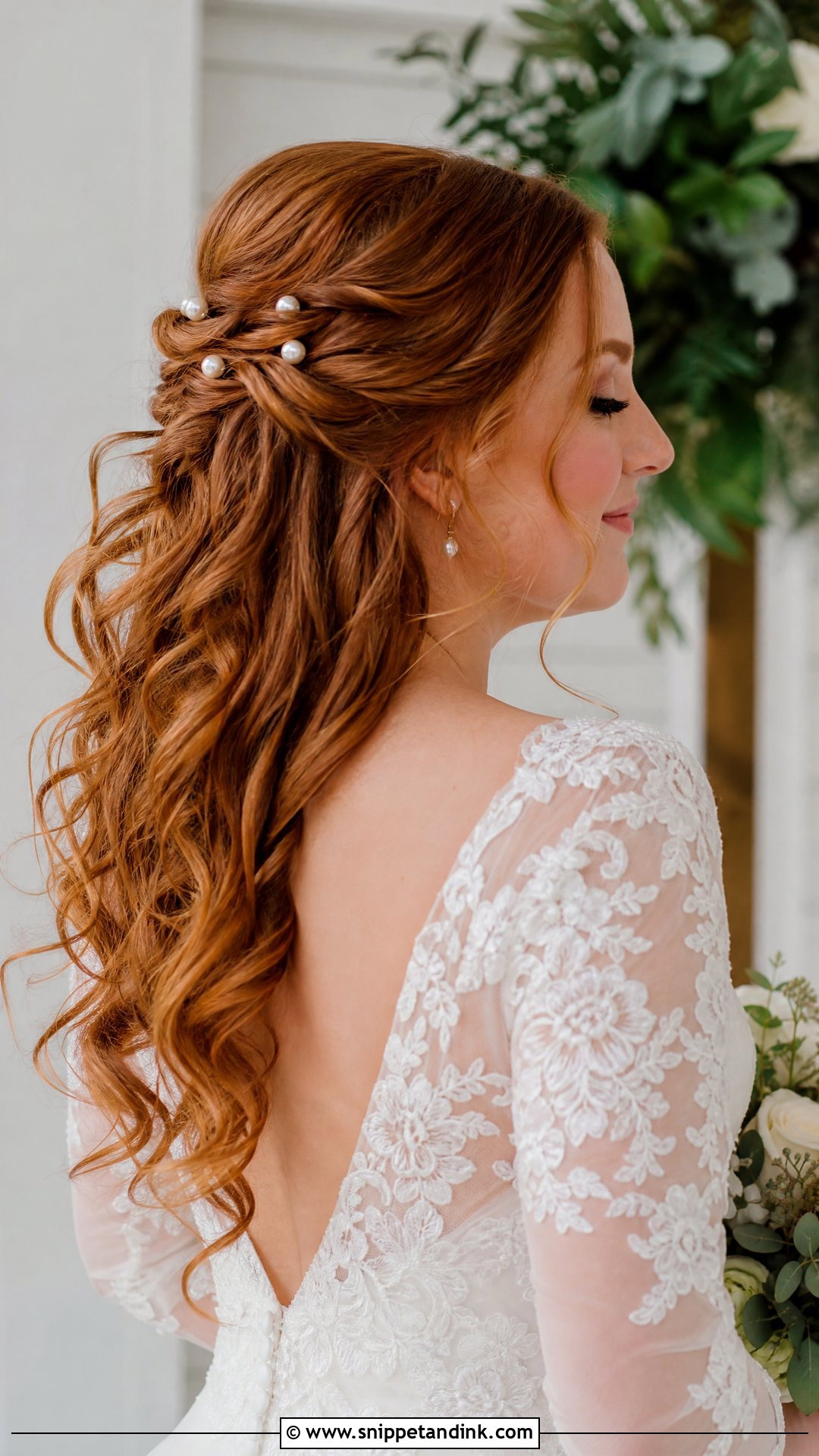Half Up Half Down with Loose Curls - Snippet and Ink - 20 Long Wedding Hair All Down Ideas