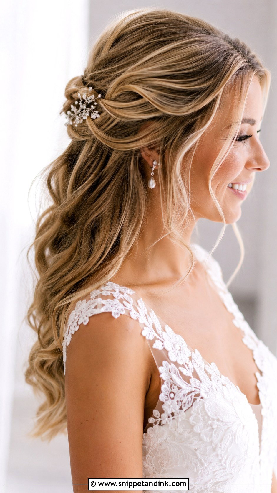 Half Up Half Down with Loose Waves - Snippet and Ink - 20 Simple Hair for Wedding Ideas