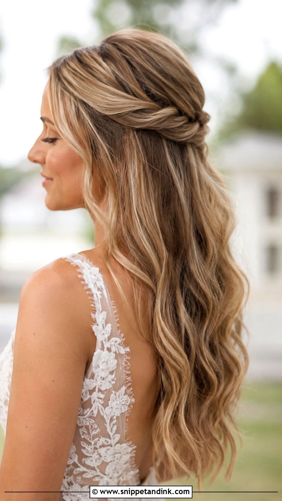 Half Up Half Down with Loose Waves - Snippet and Ink - 25 Summer Wedding Hairstyles