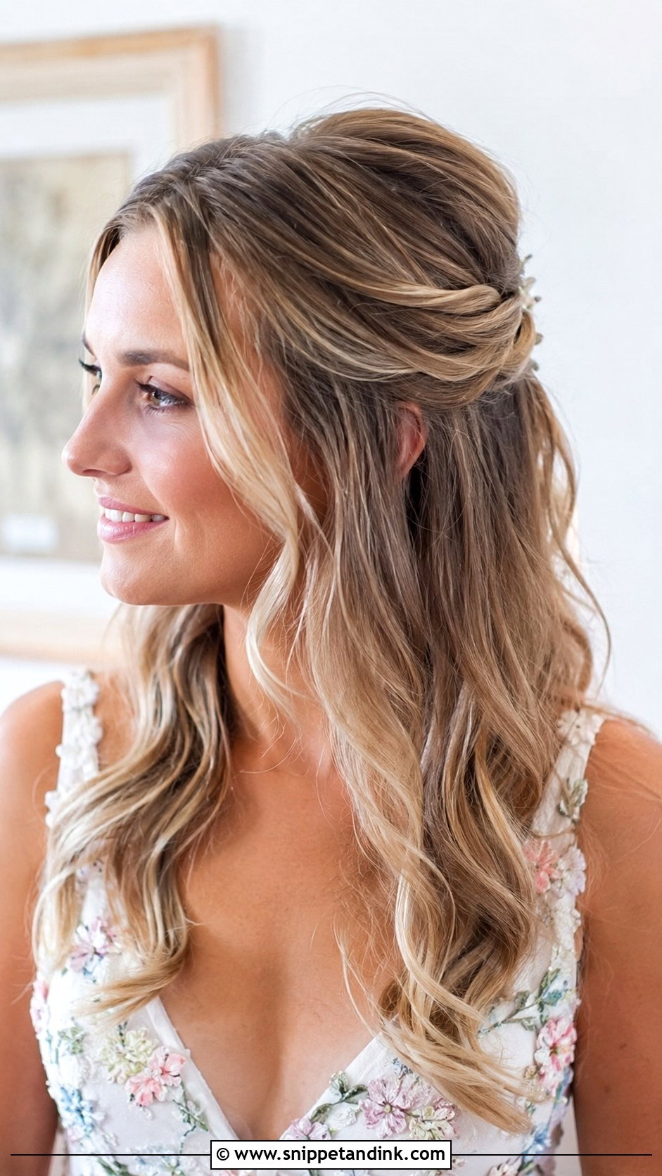 Half Up Half Down with Soft Waves - Snippet and Ink - 25 Simple Hairstyles for Wedding Guest