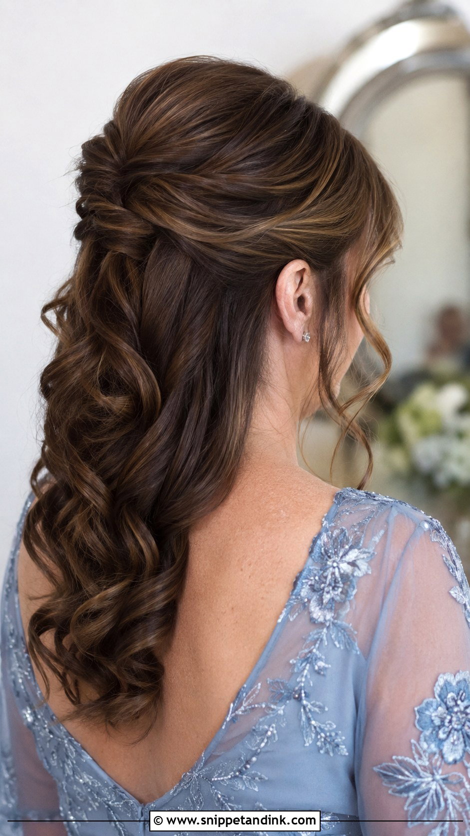 Half Up Half Down with Soft Waves - Snippet and Ink - 20 Mother of Groom Hair Ideas