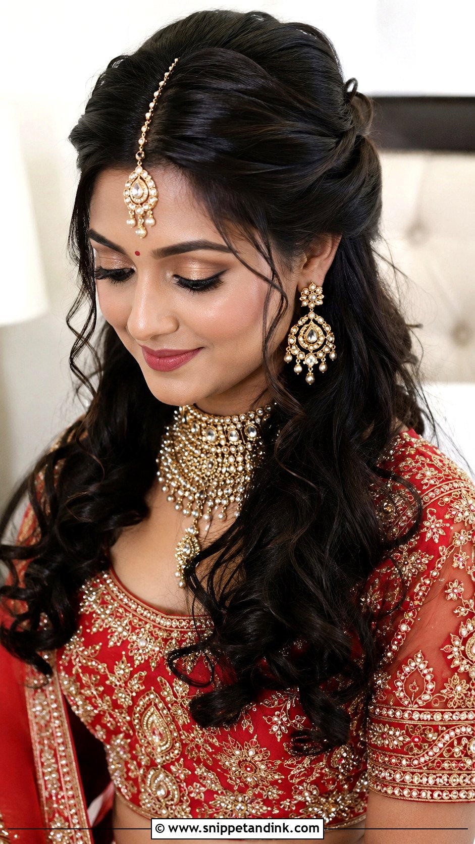 Half Up Half Down - Snippet and Ink - 20 Indian Bridal Hair Ideas