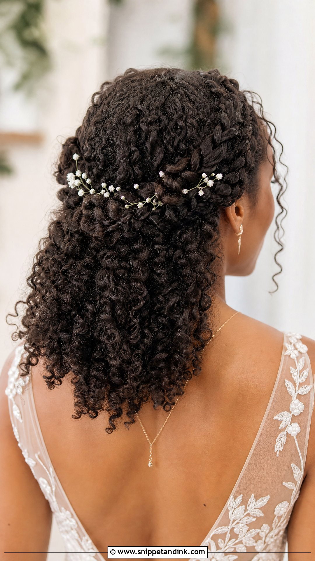 Half Up Halo Braid Crown - Snippet and Ink - 20 Black Half-Up Half-Down Wedding Hair Ideas