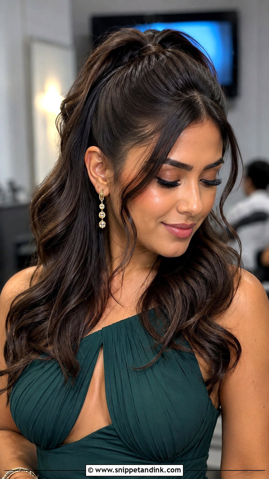 Half Up High Ponytail For Long Hair - Snippet and Ink - 20 Half-Up Wedding Guest Hairstyles for Long Hair