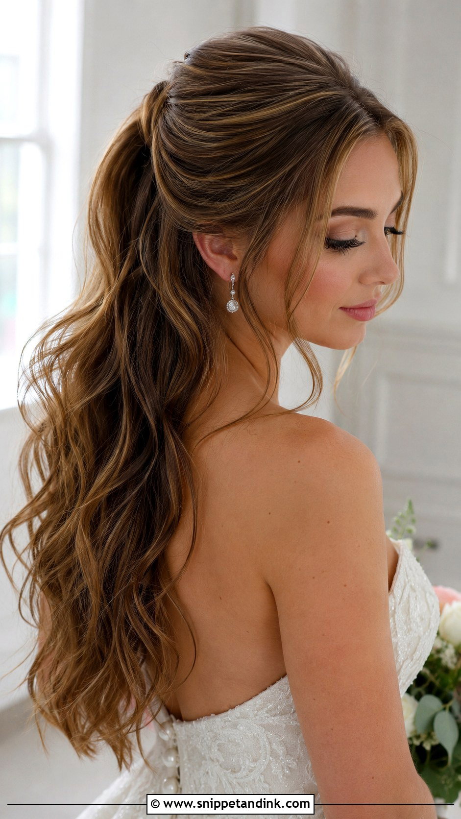 Half Up High Ponytail for Wedding - Snippet and Ink - 25 Bridal High Ponytail Ideas