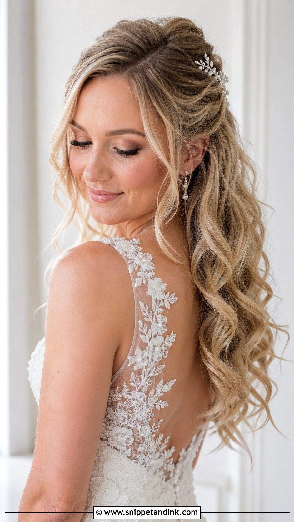Half Up Hollywood Curls Wedding Hair - Snippet and Ink - 15 Hollywood Glam Curls Wedding