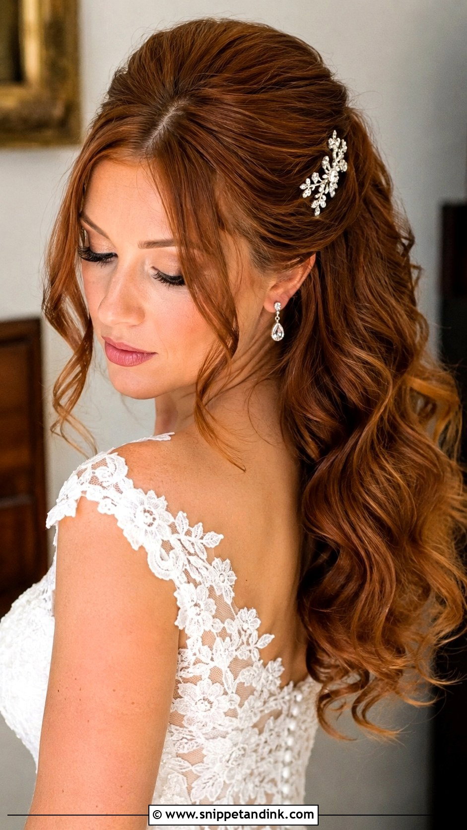 Half Up Hollywood Curls - Snippet and Ink - 20 Hollywood Bridal Hair Ideas