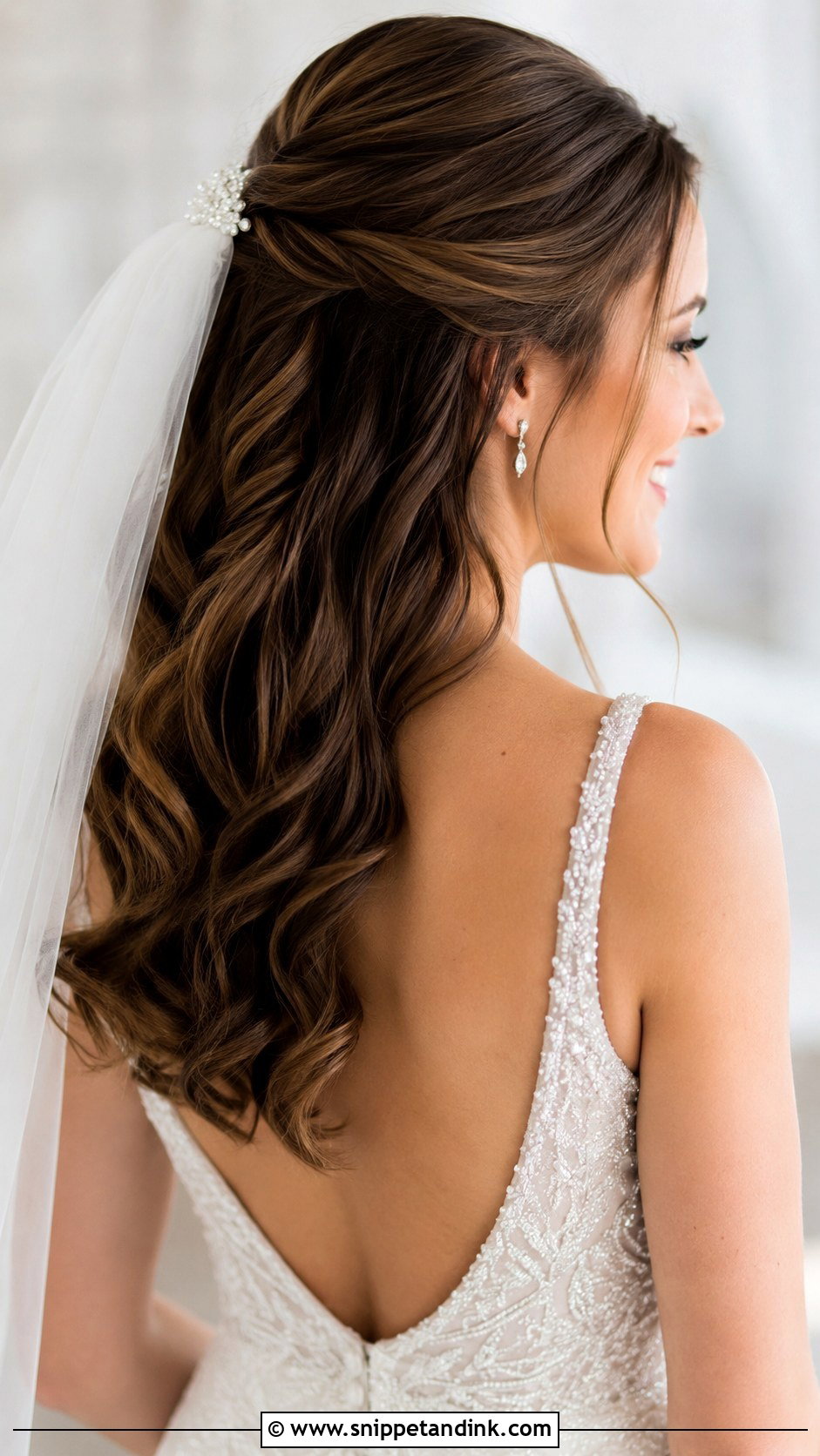 Half Up Hollywood Waves With Veil Comb - Snippet and Ink - 30 Hollywood Waves with Veil