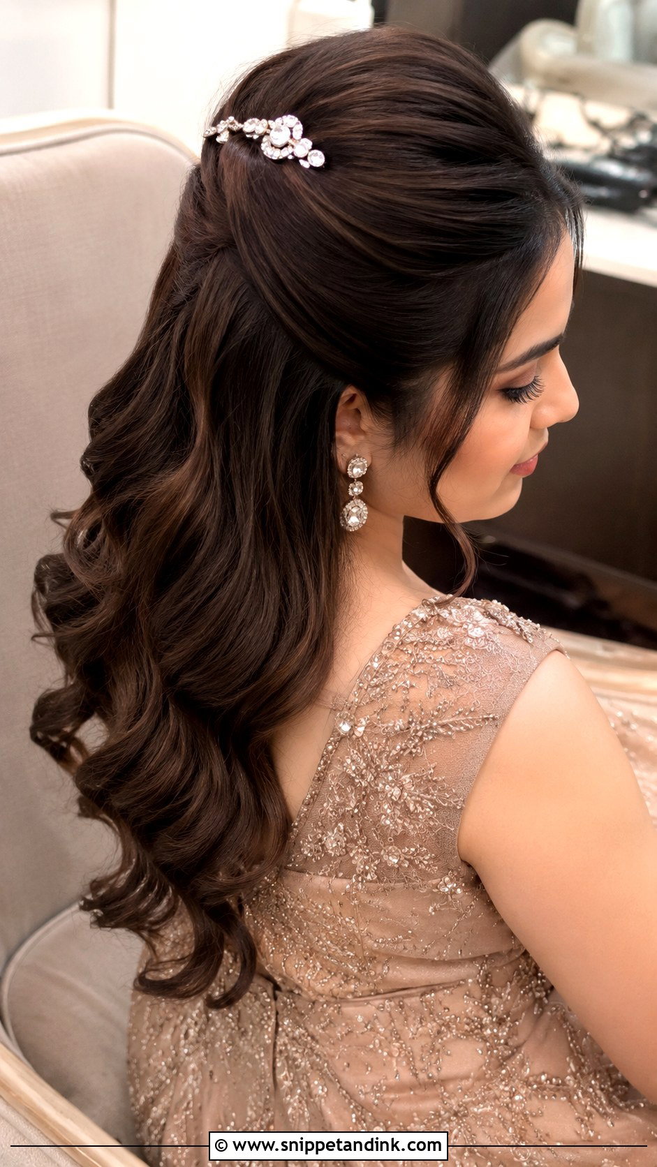 Half Up Hollywood Waves - Snippet and Ink - 20 Front Indian Weddings Bridal Hairstyles