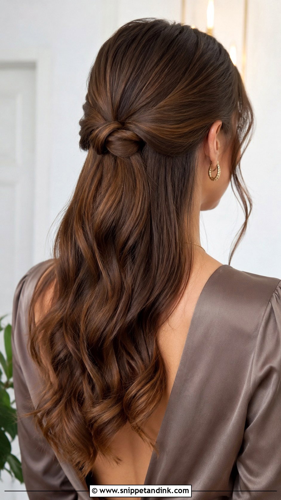 Half Up Knot For Long Hair - Snippet and Ink - 20 Half-Up Wedding Guest Hairstyles for Long Hair