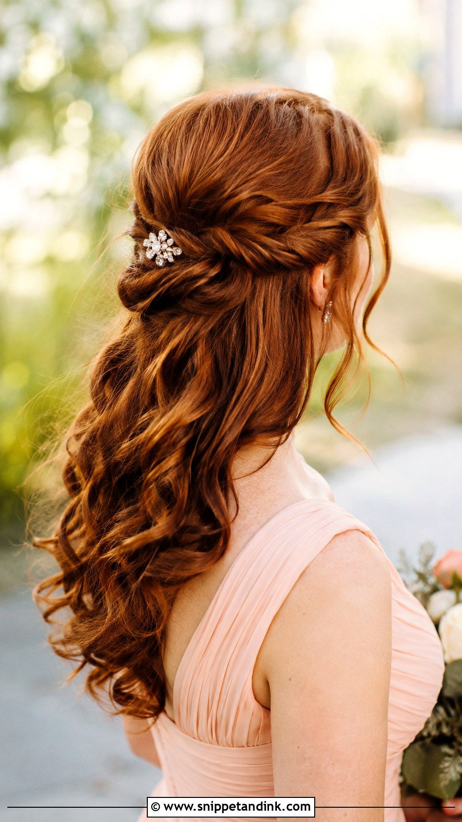 Half Up Knot With Loose Curls - Snippet and Ink - 25 Half-Up Mother of the Bride Hair Ideas