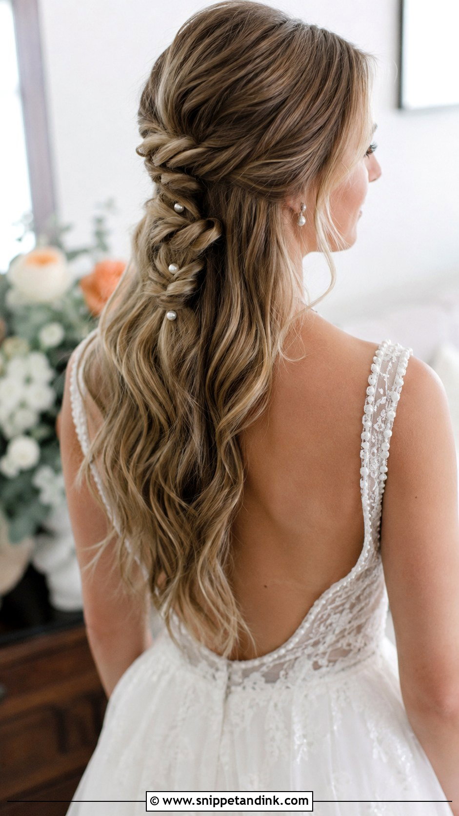 Half Up Knotted Bridal Style - Snippet and Ink - 20 Half-Up Wedding Hair for Bride Ideas
