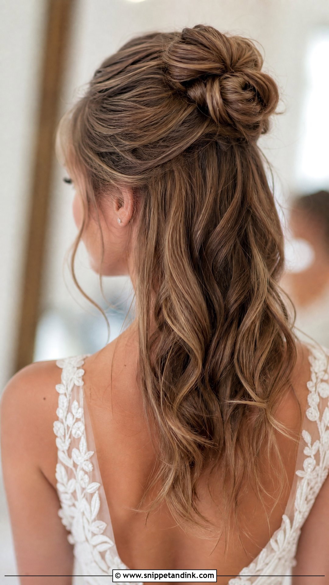 Half Up Knotted Bun - Snippet and Ink - 35 Half-Up Bridal Hair Ideas