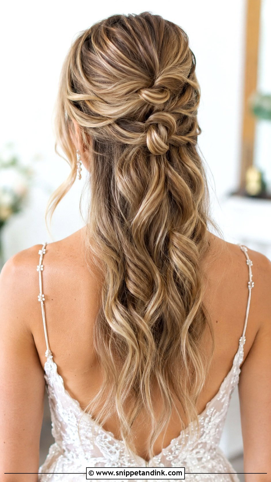 Half Up Knotted Style - Snippet and Ink - 20 Medium Half-Up Wedding Guest Hairstyles
