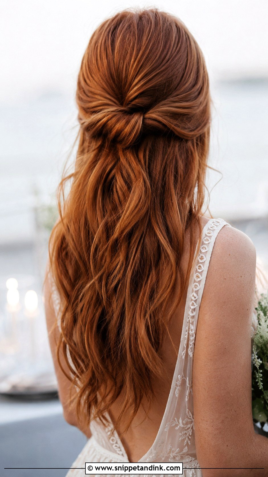 Half Up Knotted Style - Snippet and Ink - 20 Simple Shoulder Length Medium Half-Up Wedding Guest Hairstyles