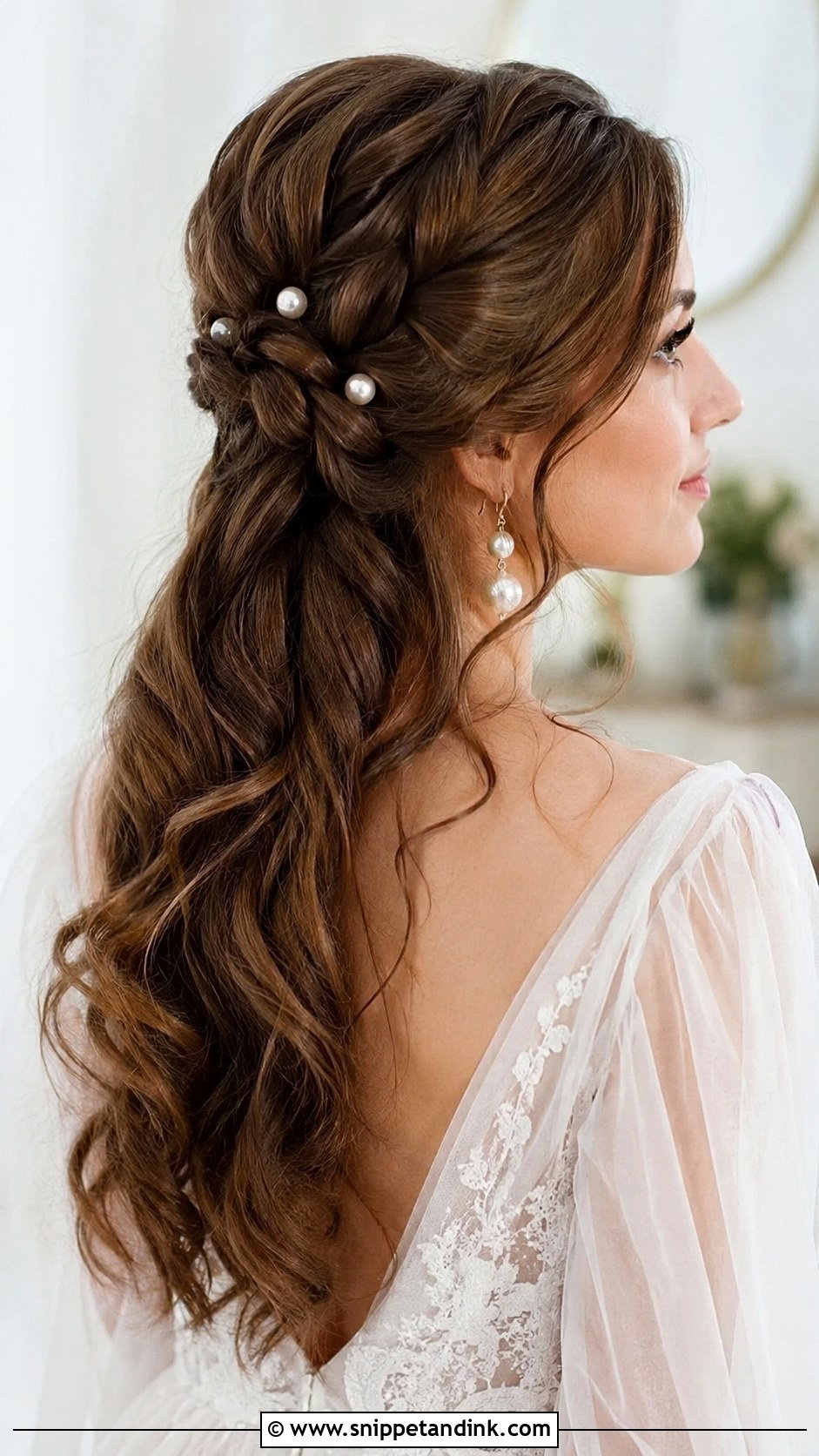 Half Up Knotted Style - Snippet and Ink - 25 Half-Up Long Hair Wedding Styles