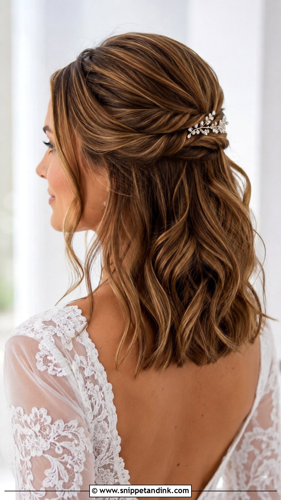 Half Up Long Bob Wedding Hairstyle - Snippet and Ink - 15 Long Bob Hairstyles for Wedding