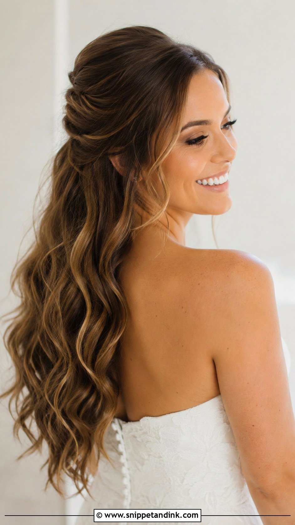 Half Up Long Wedding Hair - Snippet and Ink - 20 Long Hair Down Wedding Hairstyles